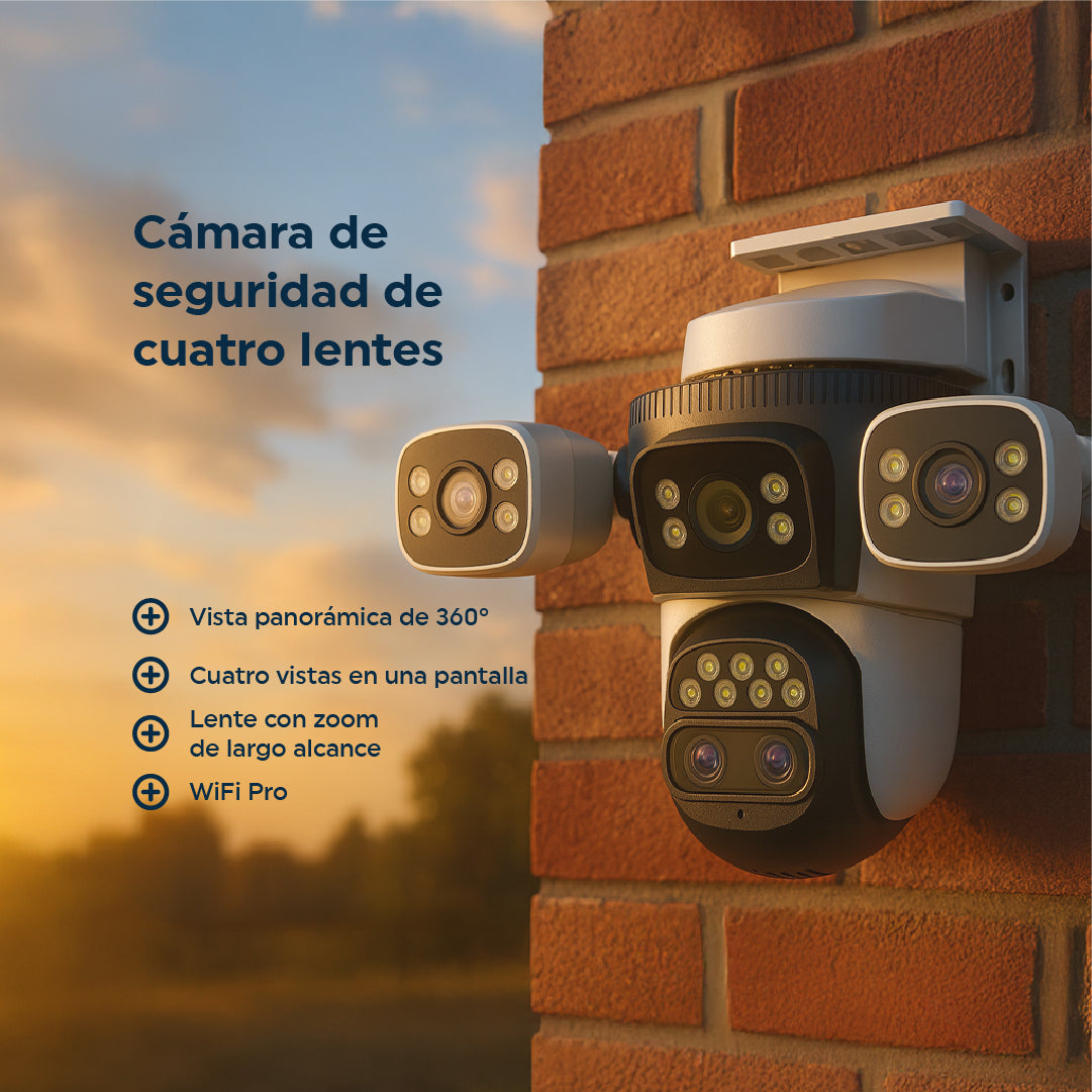 Cámara de Seguridad 3 Lentes Zoom Optico 4K Visión Nocturna Graba Placas