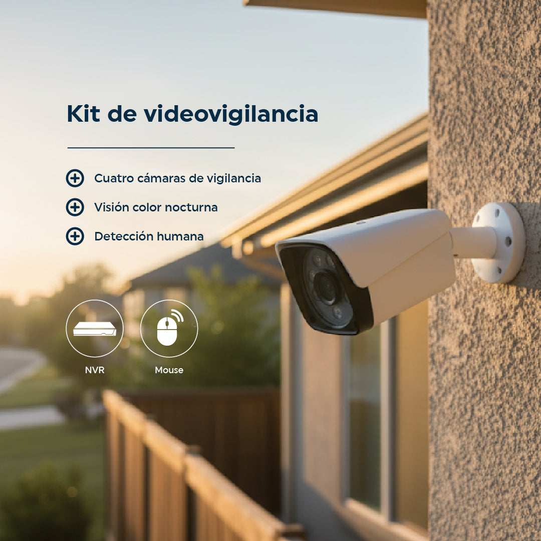 Kit de Cámaras de Seguridad POE 5MP NVR Vision Nocturna y Audio Bidireccional