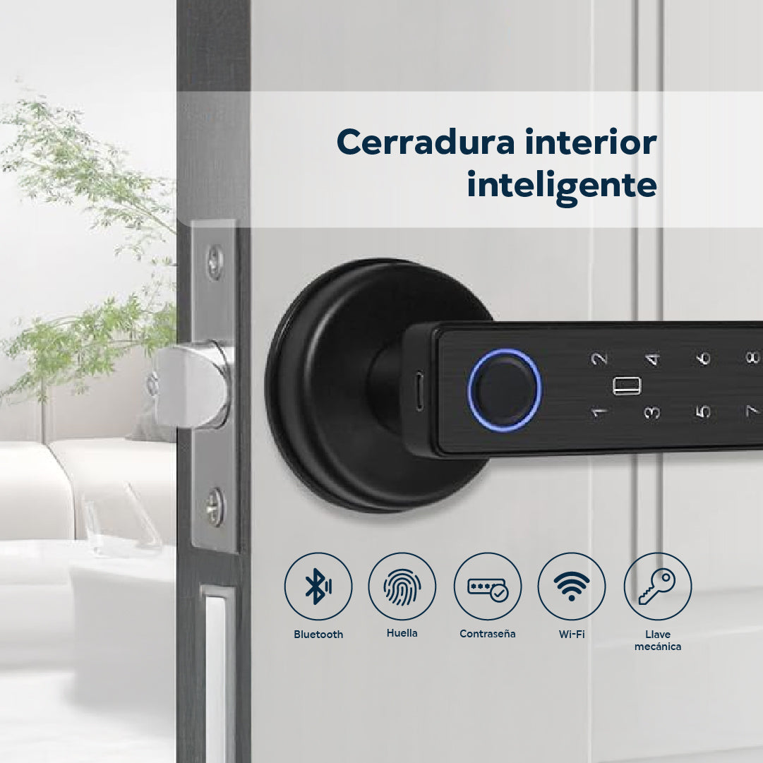 Cerradura Inteligente Interior 5 en 1 con Huella, App, compatible con Alexa y más