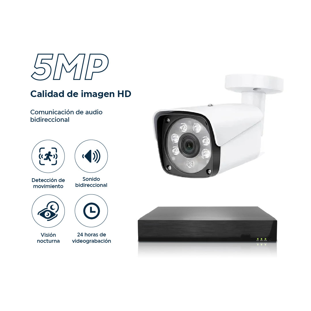 Kit de Cámaras de Seguridad POE 5MP NVR Vision Nocturna y Audio Bidireccional
