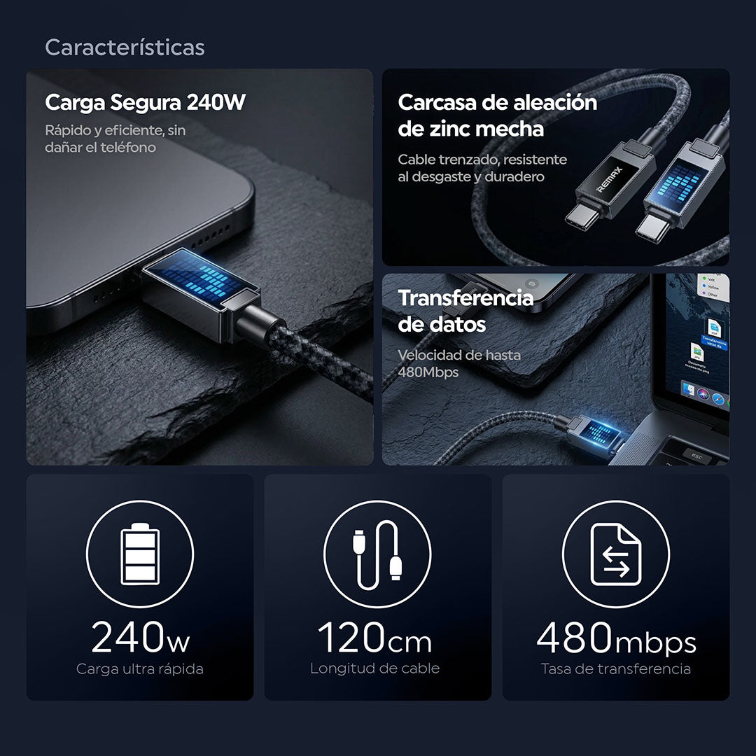 Cable Trenzado C-C 240W 1.2m