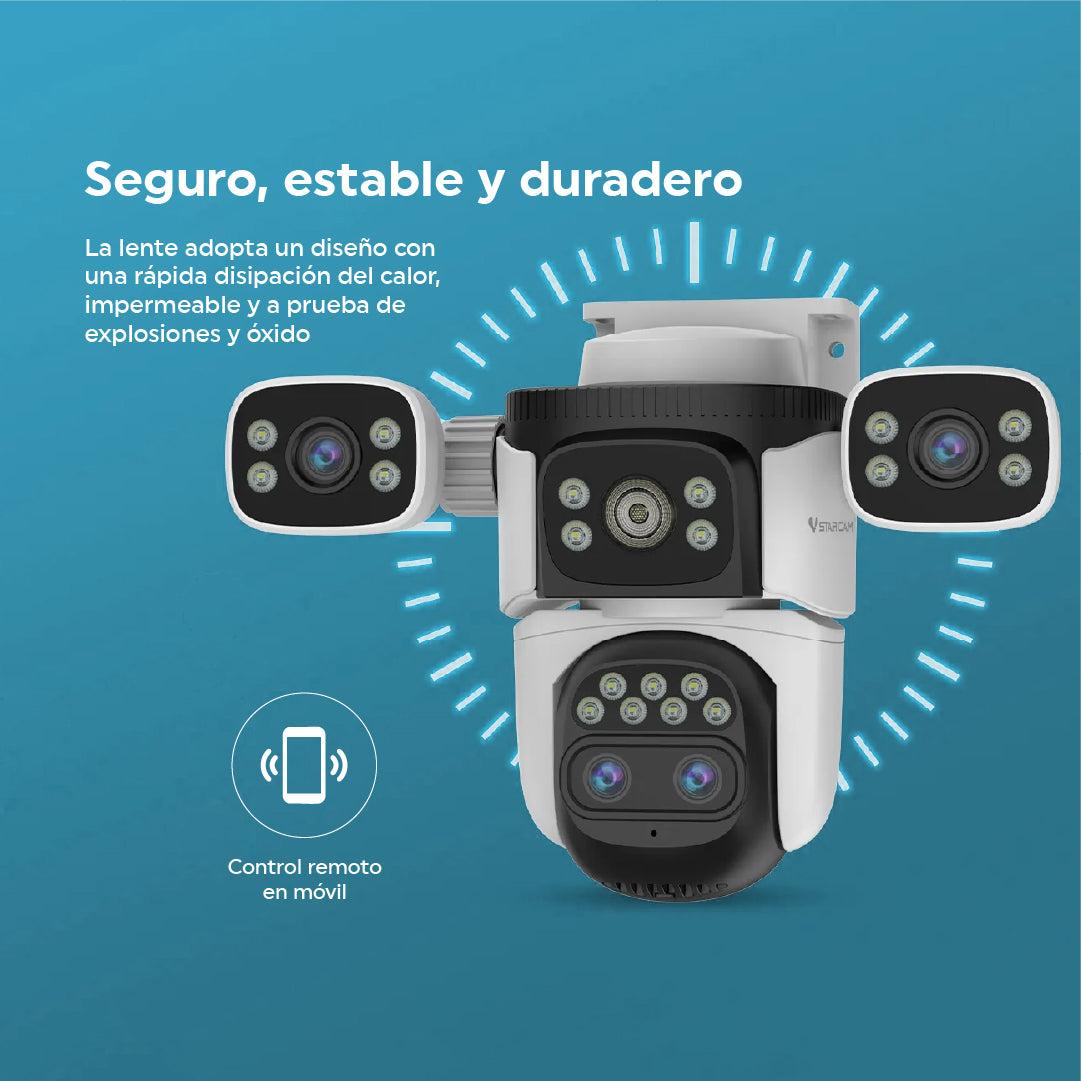 Cámara de Seguridad 3 Lentes Zoom Optico 4K Visión Nocturna Graba Placas