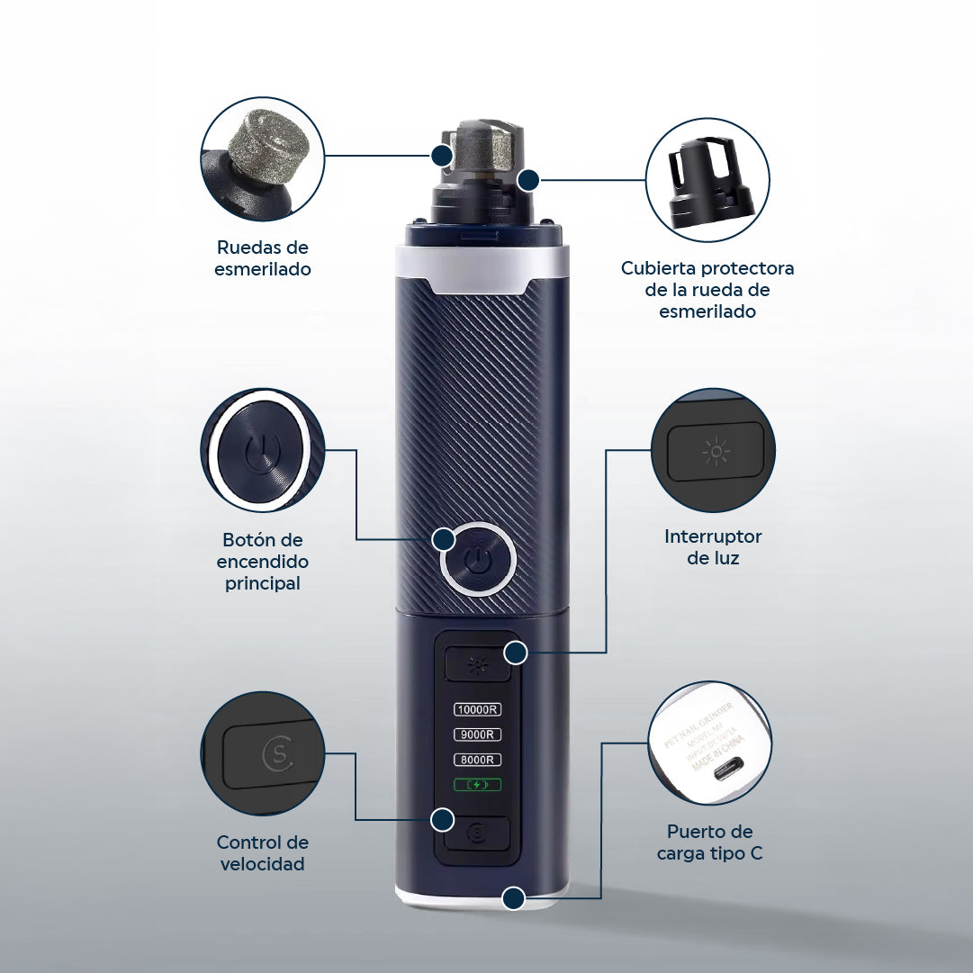 Amoladora para Uñas de Mascotas 3 Velocidades Recargable