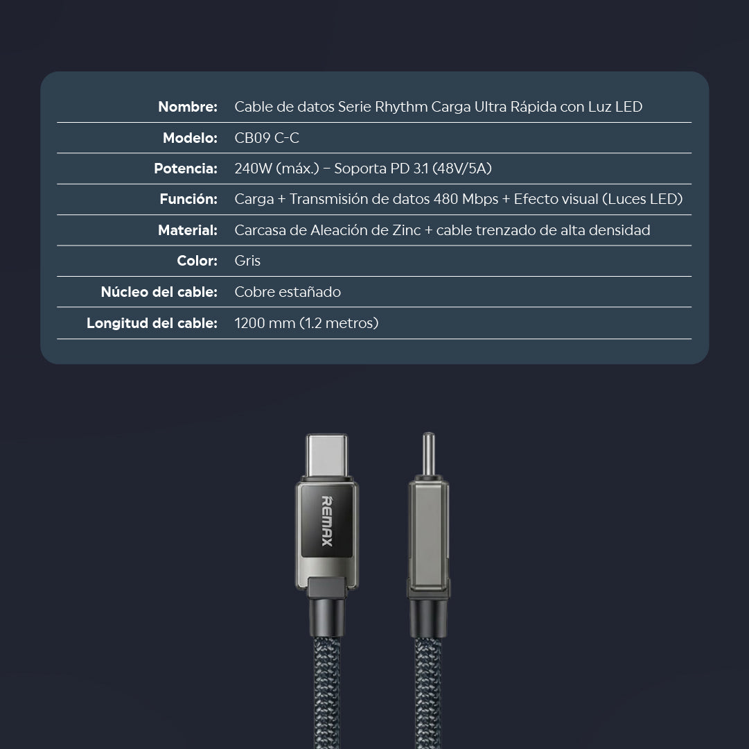 Cable Trenzado C-C 240W 1.2m