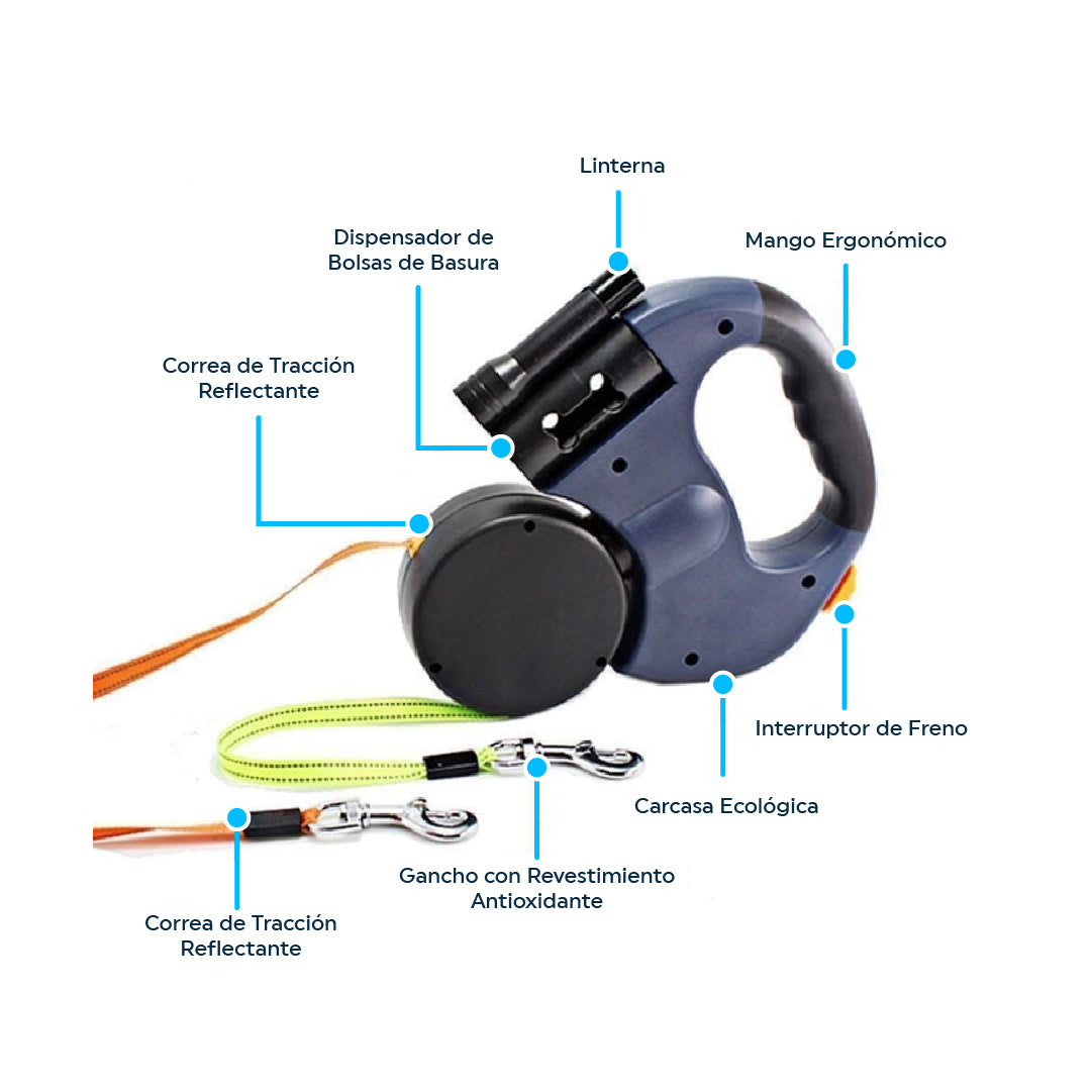Correa Doble Retráctil para Mascotas