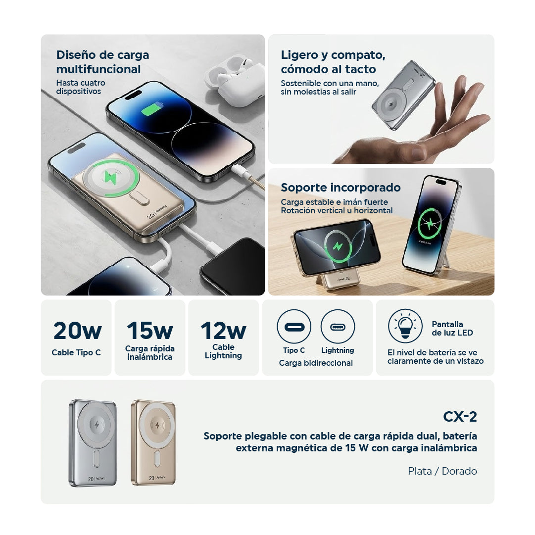 Power Bank Magnético Inalámbrico 10000mAh