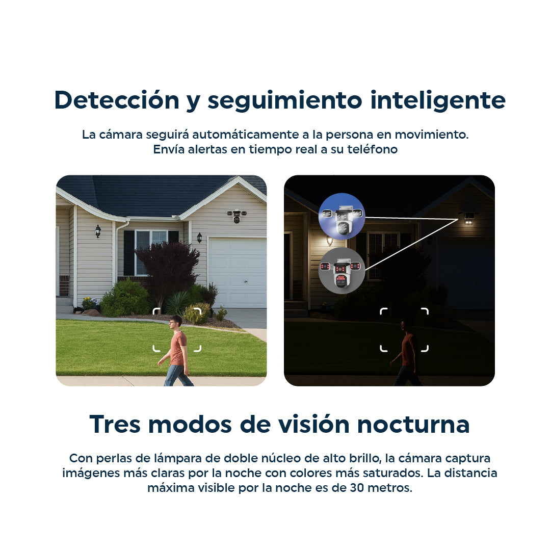 Cámara de Seguridad 3 Lentes Zoom Optico 4K Visión Nocturna Graba Placas