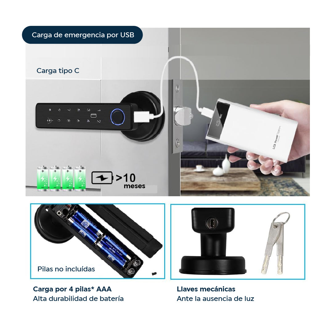 Cerradura Inteligente Interior 5 en 1 con Huella, App, compatible con Alexa y más