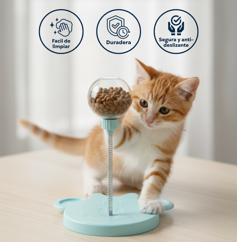 Bola Dispensadora de Comida Interactiva con Resorte