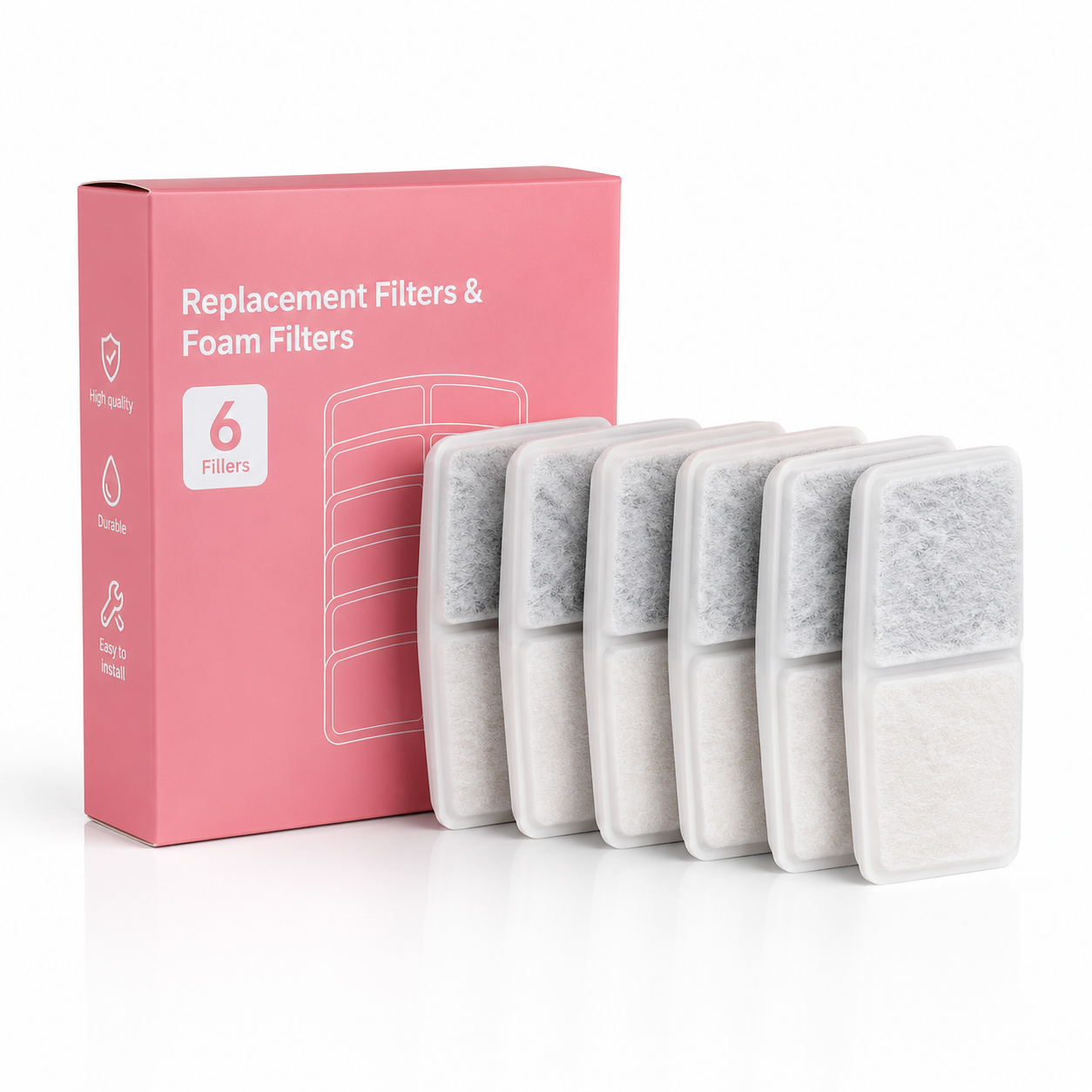 Set de 6 filtros de Carbón Activado para Bebedero Premium Inalámbrico PF01 de Mascotas
