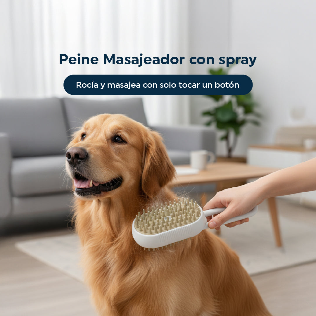 Cepillo 3 en 1 para Mascotas Vapor, Masaje y más