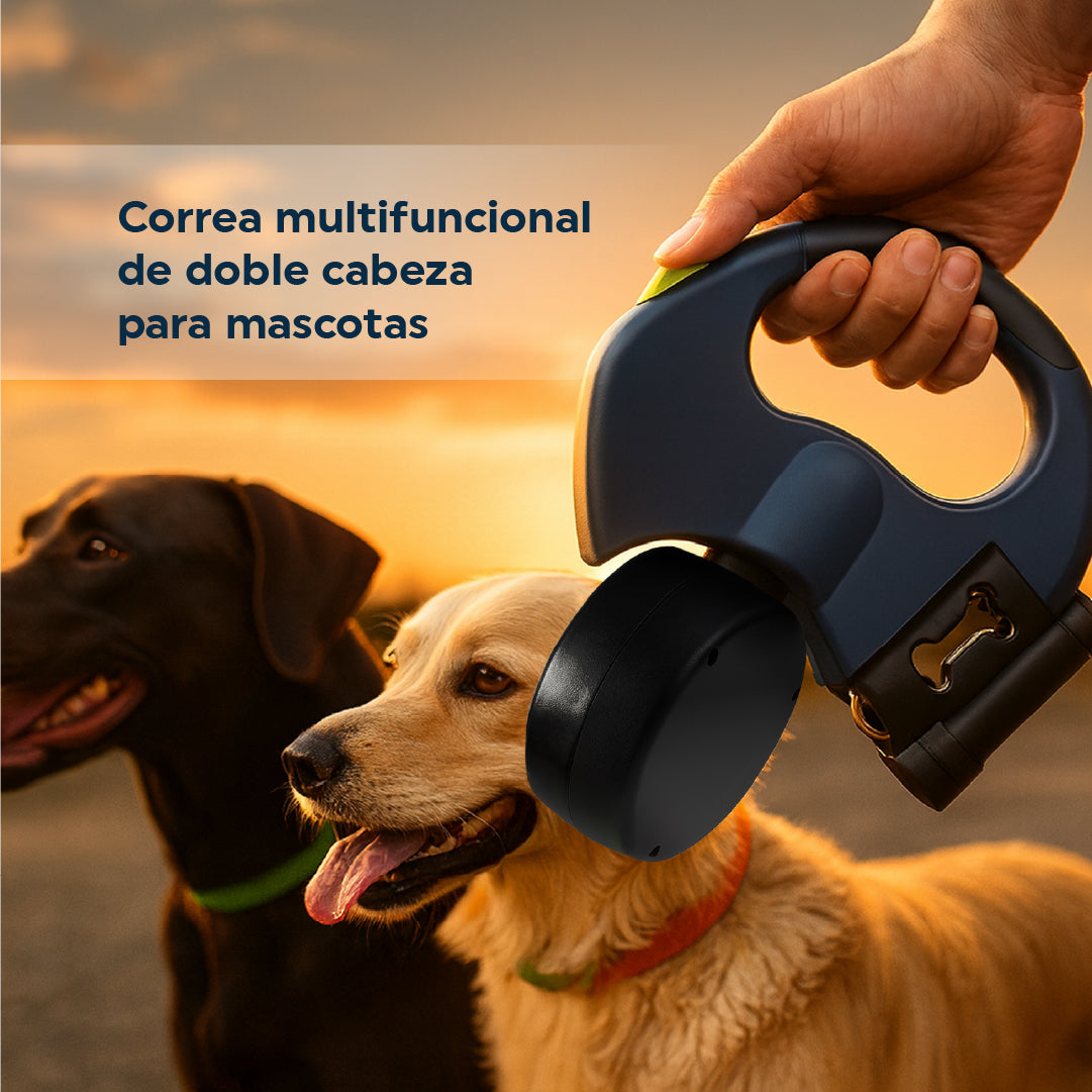 Correa Doble Retráctil para Mascotas