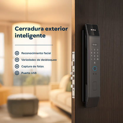 Cerradura Inteligente Exterior 6 en 1 con Huella, Reconocimiento Facial y más