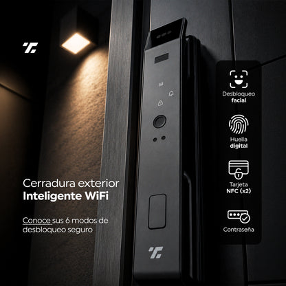 Cerradura Inteligente Exterior 6 en 1 con Huella, Reconocimiento Facial y más