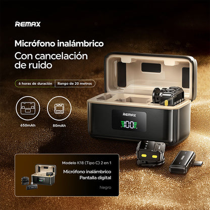 Micrófono Inalámbrico de Solapa 2 en 1 c/Display