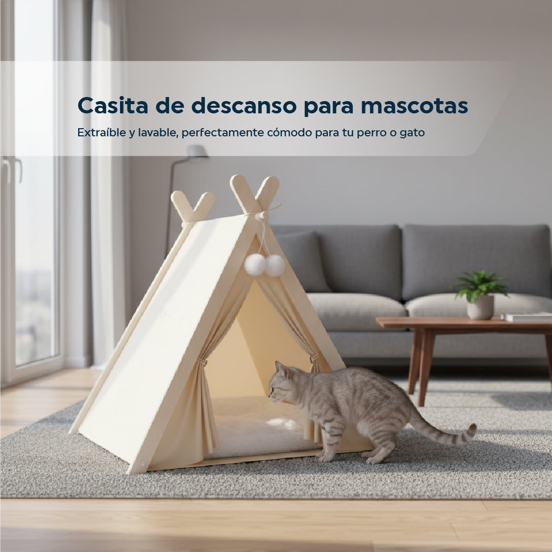 Cama tipo Tipi para Mascotas de Tela Lavable