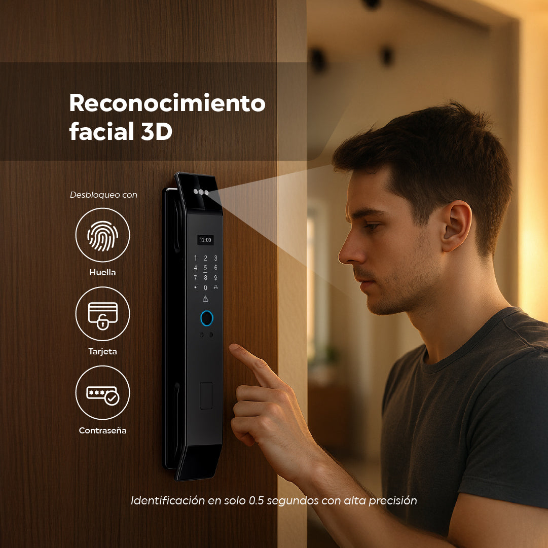Cerradura Inteligente Exterior 6 en 1 con Huella, Reconocimiento Facial y más