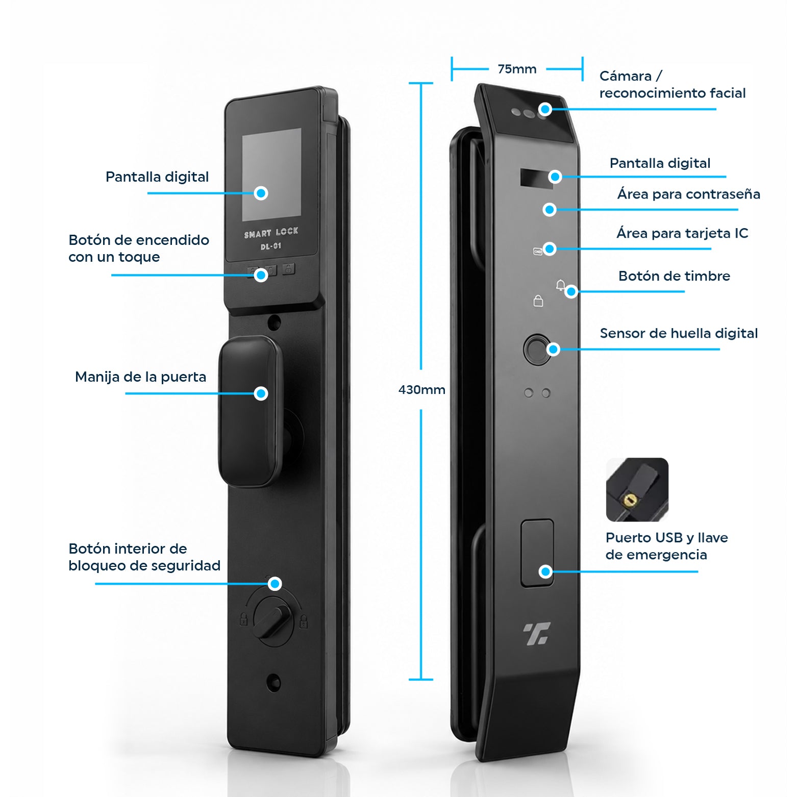 Cerradura Inteligente Exterior 6 en 1 con Huella, Reconocimiento Facial y más