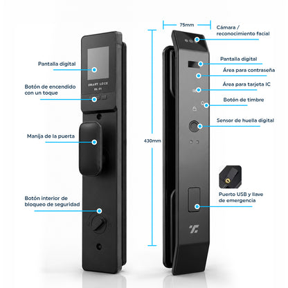 Cerradura Inteligente Exterior 6 en 1 con Huella, Reconocimiento Facial y más
