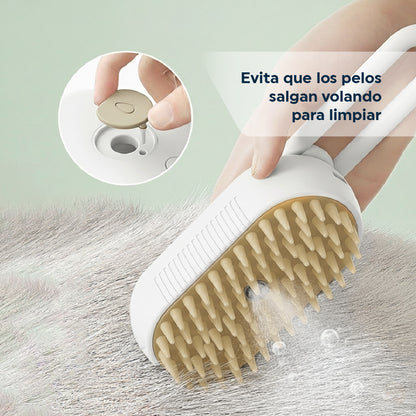 Cepillo 3 en 1 para Mascotas Vapor, Masaje y más