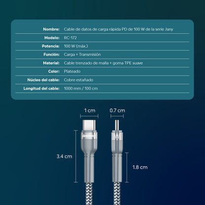 Cable PD C-C 100W 1m Trenzado