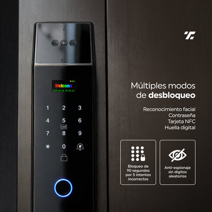 Cerradura Inteligente Exterior 6 en 1 con Huella, Reconocimiento Facial y más