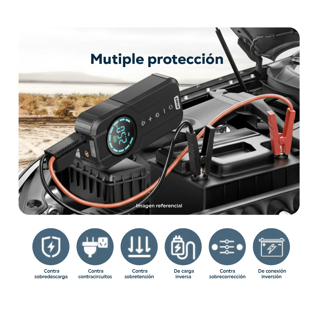 Arrancador de Autos/Motos 26800mAh Compresor de Aire y más