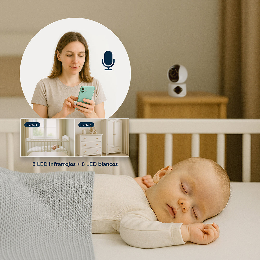 Camara de seguridad doble lente wifi 360 Full HD interior vision nocturna