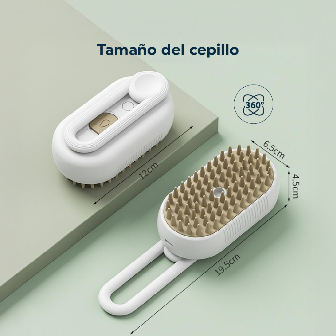 Cepillo 3 en 1 para Mascotas Vapor, Masaje y más