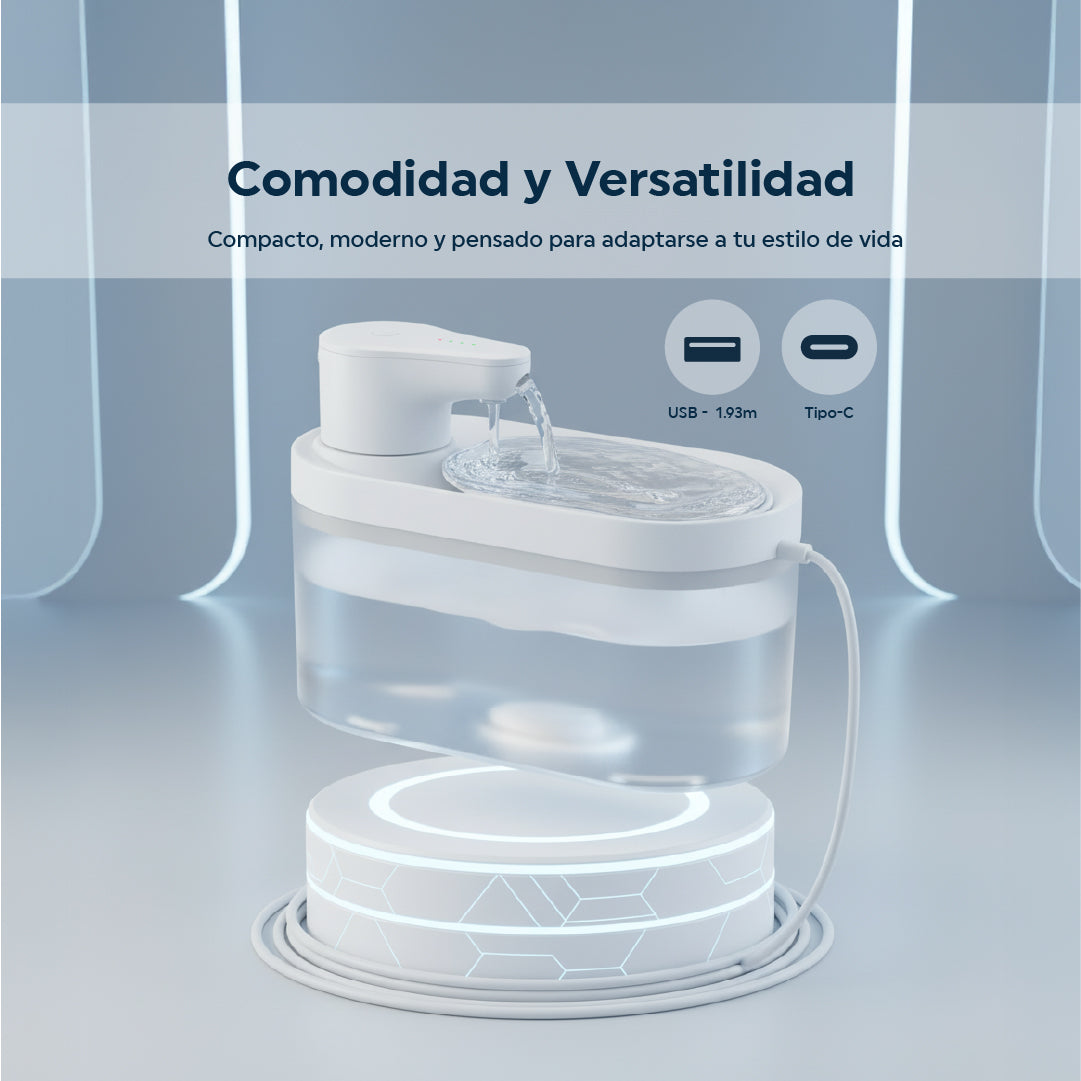 Bebedero inalámbrico para mascotas con sensor PIR recargable