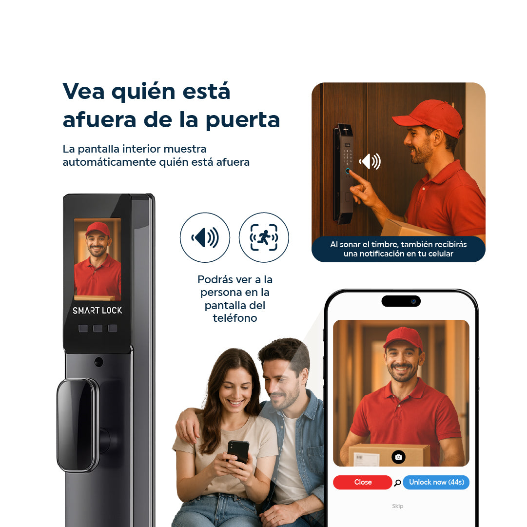 Cerradura Inteligente Exterior 6 en 1 con Huella, Reconocimiento Facial y más