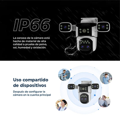 Cámara de Seguridad 3 Lentes Zoom Optico 4K Visión Nocturna Graba Placas