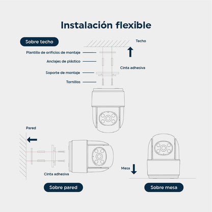 Cámara de seguridad con un lente WiFi 360° Full HD para interiores visión nocturna