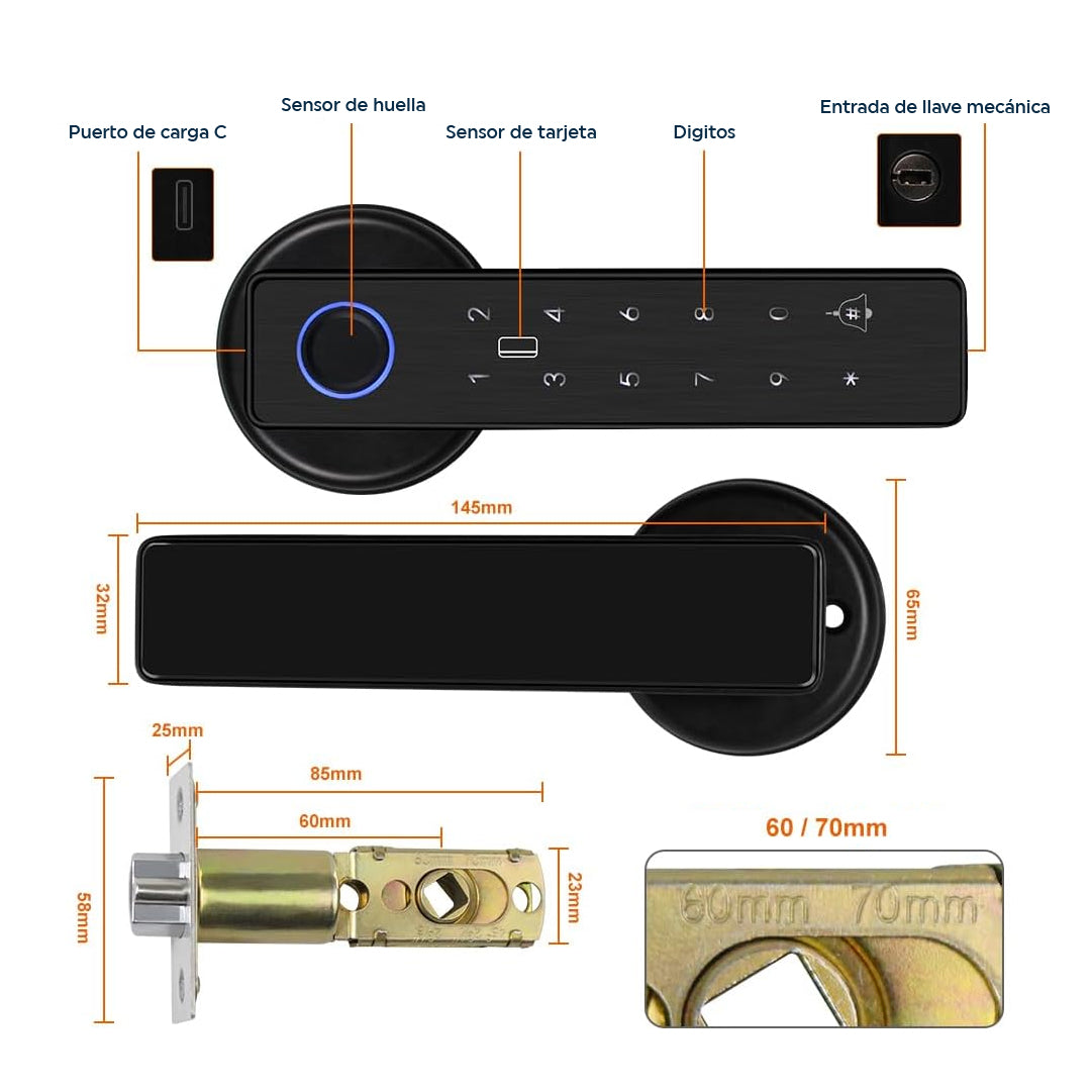 Cerradura Inteligente Interior 5 en 1 con Huella, App, compatible con Alexa y más