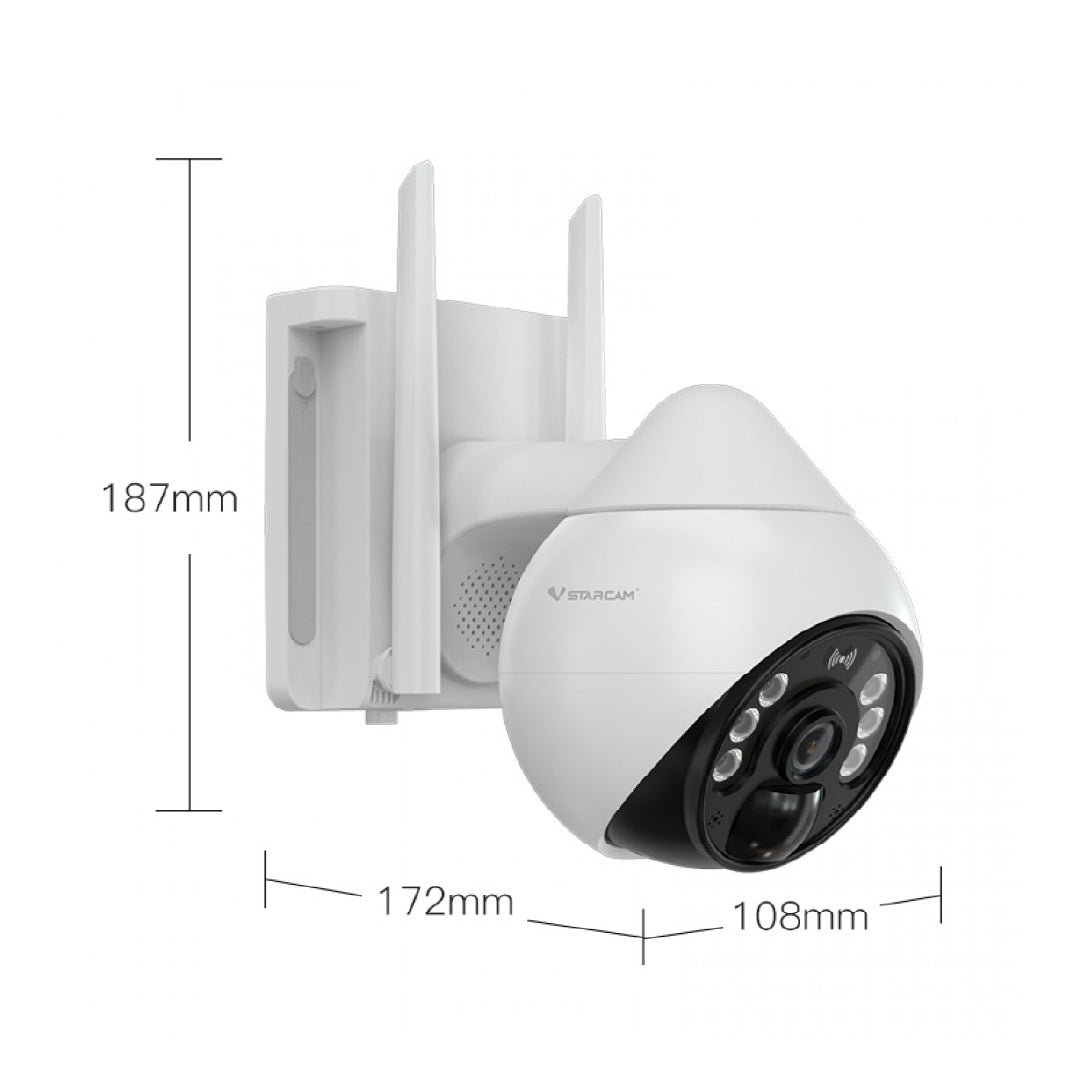 Cámara de seguridad un lente Exterior Panel Solar con Chip SIM 4G FHD Alarma