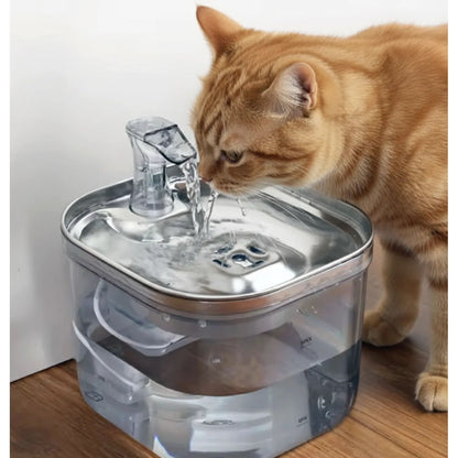 Bebedero Alámbrico de Acero Inoxidable para Mascotas 2L